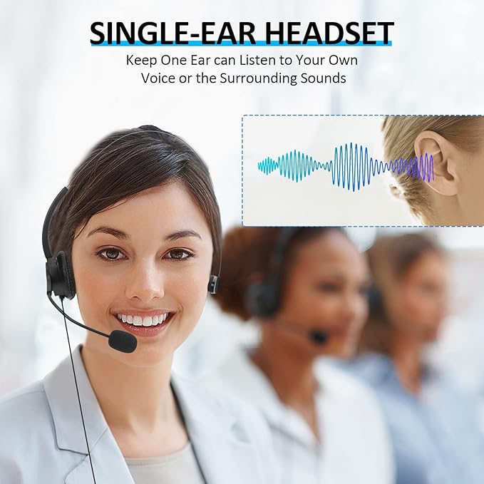 AGPTEK® Hands-Free Call Center Noise Cancelling Corded Monaural Headset USB Headset with Microphone for PC Headphone with Mic Mircrophone - Cord with USB Plug, Volume Control