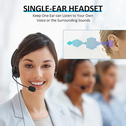 AGPTEK® Hands-Free Call Center Noise Cancelling Corded Monaural Headset USB Headset with Microphone for PC Headphone with Mic Mircrophone - Cord with USB Plug, Volume Control