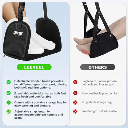 Foot Hammock for Plane Travel,Portable Airplane Foot Rest with Memory Foam and Hardboard,Adjustable Airplane Foot Hammock,Airplane Travel Essentials (Storage Bag Packaging)