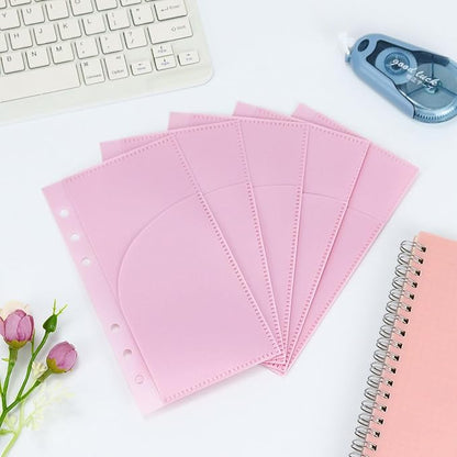 A6 Binder Pockets with No Zipper, Koqye Blue 10 Pcs Plastic Zipless Budget Envelopes, Two Pockets Frosted Cash Envelopes Money Bag for Budgeting, Cash Stuffing (Pink A)