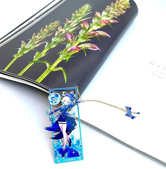 Genshin Impact Furina Metal Bookmark - Anime Figure Merch with 3D Display Box - Birthday Gifts for Fans Friends Gamer Book Lovers - Zllada