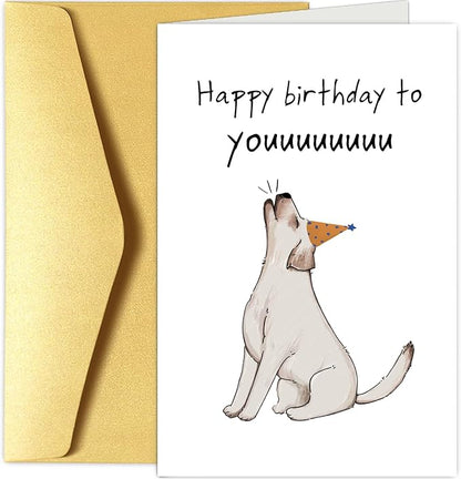 Chenive Funny Birthday Card from Dog, Cute Dog Birthday Card, Bday Card for Dog Owner, Dog Yap Happy Birthday To You Card JCCNB250
