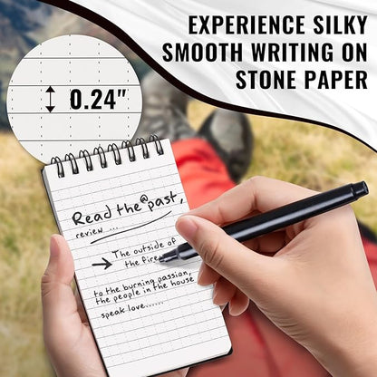 POPYOLA 4 Pack Waterproof Pocket Notebook, 3x5 Pocket Notepad, All Weather Mini Spiral Notepad, Write in the Rain Police Notepad with 100 Squared Pages for Outdoor Home Office School