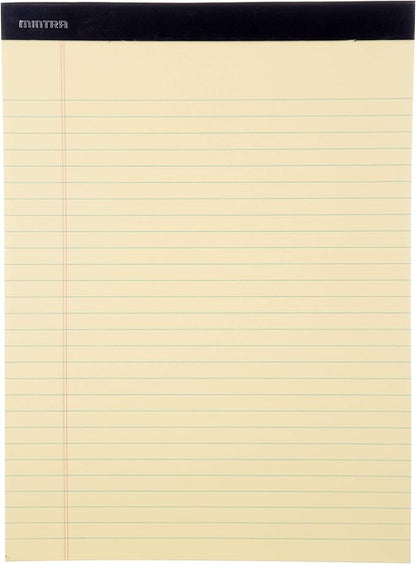 Mintra Office Legal Pads - ((BASIC CANARY 6pk, 8.5in x 11in, WIDE RULED)) - 50 Sheets per Notepad, Micro perforated, Yellow Writing Pad, Notebook Paper for School, College, Office, Business
