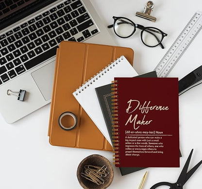 OXW Difference Maker Appreciation Gift, Meeting Notebook for Work, Thank You Gifts for Leader Mentor Manager Boss, Office Supplies Social Worker Notebook, Red Hardcover Spiral Notebook 5.5 x 8.3