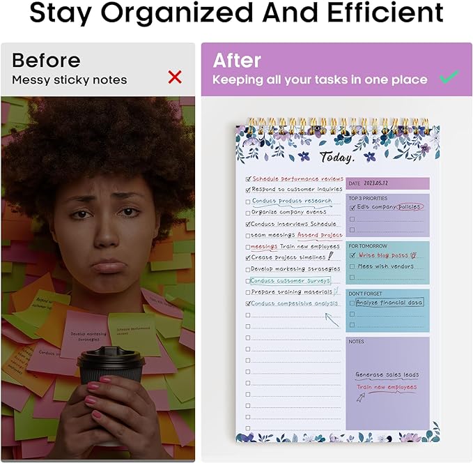 To Do List Pad - To Do List Notebook for Work with 52 Sheets, Undated Daily Planner Perfect for Daily Tasks and Goal Setting, To Do List Notepad Suitable for Office, Home and School-VioletBloom