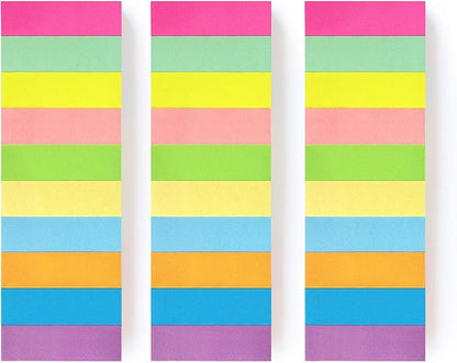 30 Pads 0.5x1.8 Sticky Notes Flags Tabs Page Markers 10 Bright Color Sticky Index Tabs Page Flags 80 Sheet/Pad
