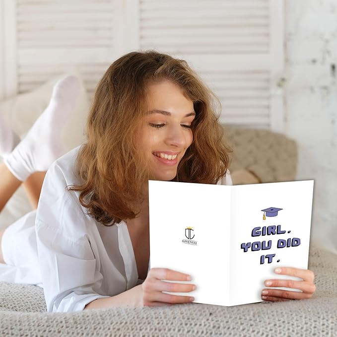 OJsensai Happy Graduation Card for Girls, Great High School Graduation Gifts for Bestie Friend Daughter Sister Niece, You Did It