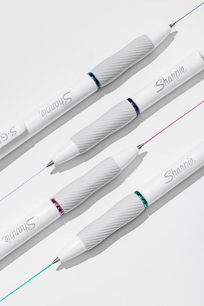 Sharpie S-Gel Pens, Fashion Barrel Gel Pens, Pearl White Body, Medium (0.7mm) Point, Bold Ink Colors, 8 Count