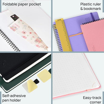 POPRUN Planner 2025-2026, Horizontal Weekly Notebook Jul.25-Jun.26 (Large 8.5''x 10.5''), Academic Calendar Book with Monthly Tabs, Spiral Soft Cover, Inner Pocket, 100 GSM - Aquamarine