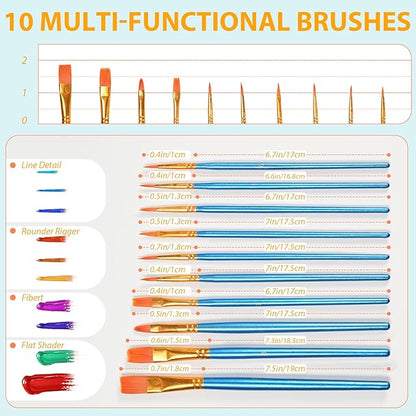 72 Pcs Painting Brush Palette Set, 60 Pcs Paint Brushes with 12 Palettes for Kids or Adults to Create Art Paint Oil Watercolor