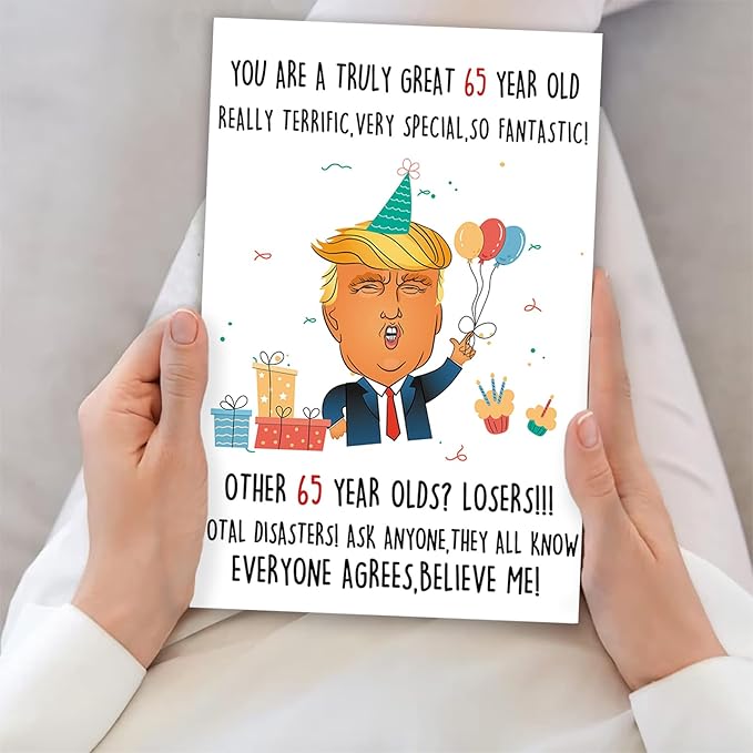 Funny Trump 65th Birthday Gift for Men Women, Trump Happy 65th Birthday Card, Naughty Donald Lecture Bday Card for Him Her, Great 65 Years Old Birthday Decorations for Parents
