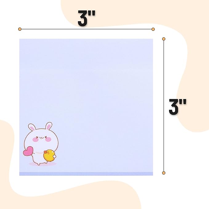 Mr. Pen- Sticky Notes, 3”x3”, 8 Pads, 400 Sheets, Cute Rabbit Sticky Notes, Sticky Pads Sticky Notes Aesthetic, Colorful Sticky Notes Bulk Sticky Notes Cute Sticky Notes for Women