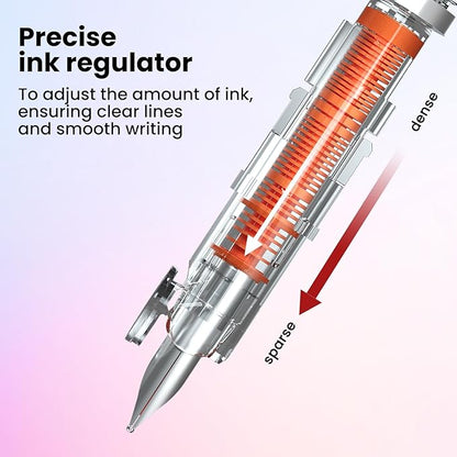 WRITECH Fountain Pen Fine Nib: Retractable Black Ink Pens Set Includes 5 Ink Cartridges Smooth Writing for Calligraphy Sketching Journaling Gift (Purple)