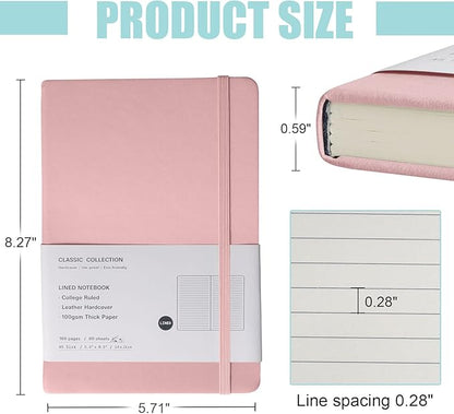 Lined Journal Notebook, 6Pack(pink), 160 Pages, Medium 5.7 inches x 8 inches - 100 gsm Thick Paper, Hardcover
