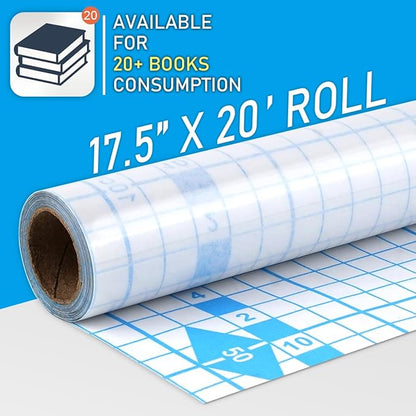Chell Clear Contact Paper Roll for Books, 17.5 in x 20 ft Clear Self Adhesive Book Cover Paper Protector