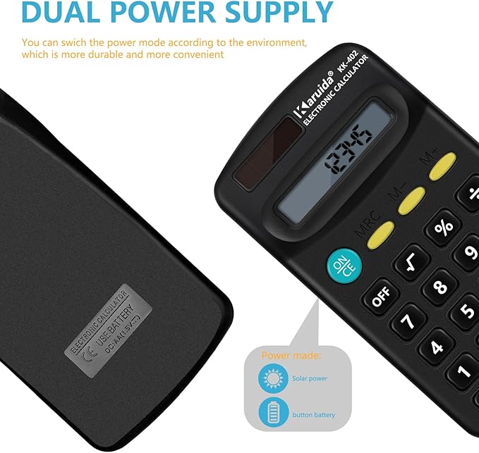 18 Pack Pocket Size Calculators Bulk 8 Digit Display Basic Calculator for Students Small Calculators Solar Battery Dual Power Calculator for School