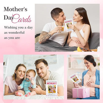 FaCraft Happy First Mothers Day Cards for New Mom First Time Mom Pregnancy From Bump Baby Boy Girl, 4 x 6, with Photo Insert, Gift Card with Envelope