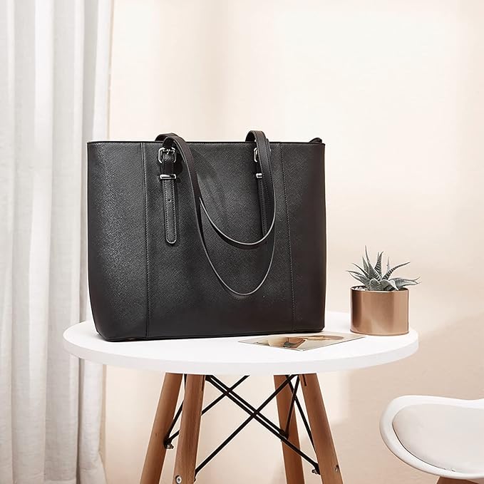 Telena Laptop Tote Bag for Women, 15.6 Inch Shoulder Tote Bag Leather Briefcase for Women, Large Capacity Handbag Bags