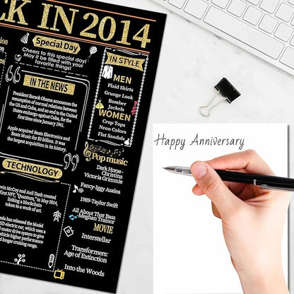 Joycard 11th Anniversary Card for Women Men, Gold Wedding Card for Wife Husband, Sweet Marriage Decorations Gifts for Couple, Perfect for Her Him on Anniversary Day, Back in 2014