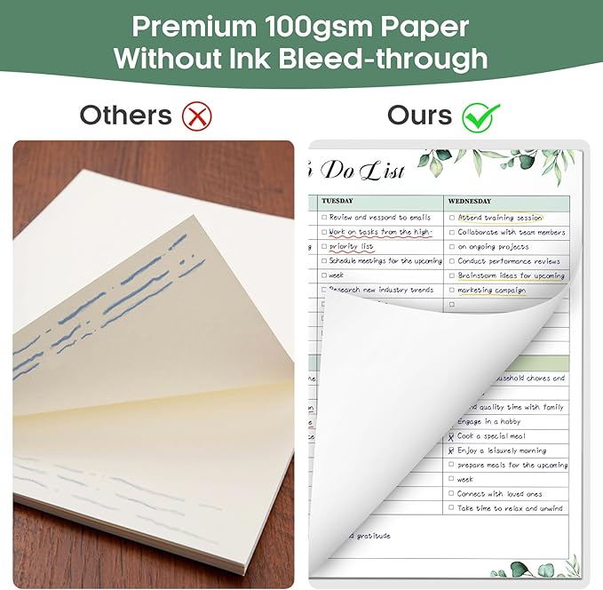 Weekly To Do List Notepad with 52 Tear Off Sheets（8.5"×11"）- Undated Weekly Desk Planner for Women & Man,Work and Home-Serene Green