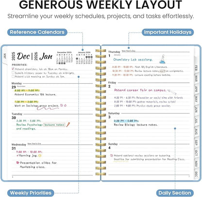 2026 Planner, Weekly and Monthly Calender Planner, Jan 2026 to Dec 2026, Hardcover 2026 Calendar Planner Book with Tabs & Inner Pocket, Office Home School Supplies for Women & Men - A4 (8.5" x 11"), Blue
