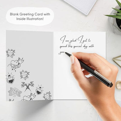 ALY LOU Funny Anniversary Card for Her Him/Husband Boyfriend/Girlfriend Wife/Sarcastic Birthday Greeting Card (You and me, it’s a forever kind of thing (Tattoo))