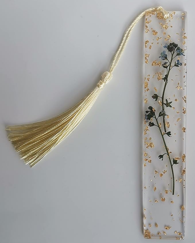 5.5x1 inch Flower Handmade Bookmark Resin Floral with Dried Flowers (Forget-me-not)