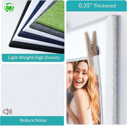 Cork Board for Walls 48" x 36" - White Bulletin Board - 12 Pack Felt Wall Tiles with Safe Removable Adhesive Tabs - Large Corkboard for Office & Home & School Decor - White