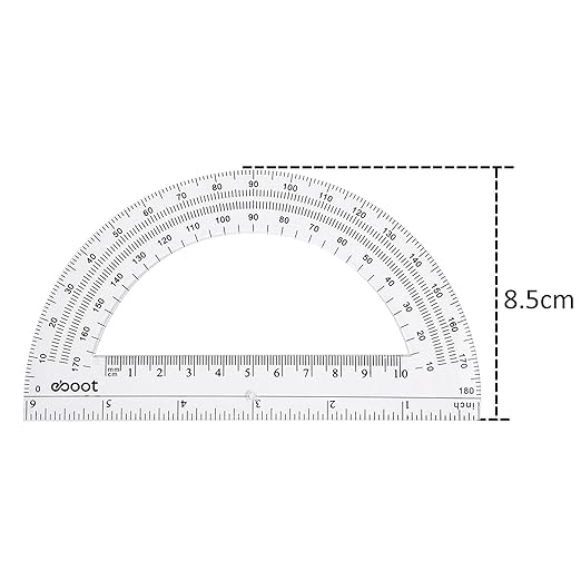eBoot Plastic Protractor Protractor 180 Degrees, 4 Inch and 6 Inch, Clear, 2 Pieces