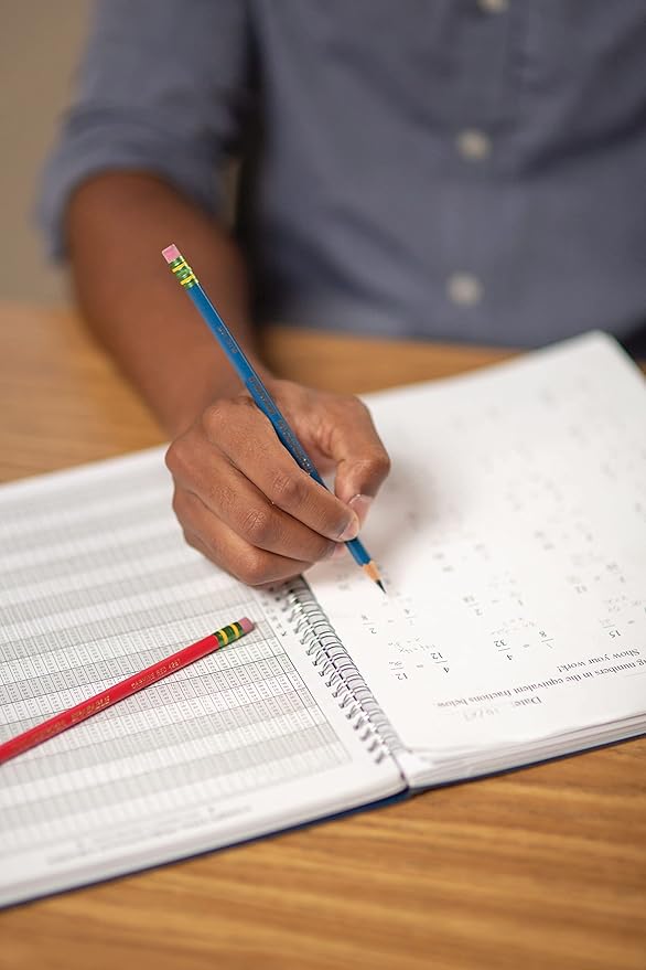 Ticonderoga Erasable Checking Wood-Cased Pencils, Pre-Sharpened, Blue, 12 Count