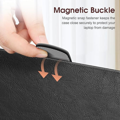 Fintie Sleeve Case for MacBook Air 15 Inch A3114 A2941 (2023 2024 Release), Premium PU Leather Folio Book Cover for MacBook Air 15.3" M2 M3 Chip with Liquid Retina Display and Touch ID, Black