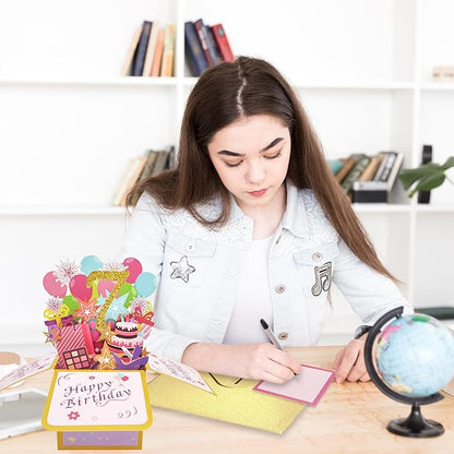 Asmallgf Happy 7th Birthday Pop Up Card for Daughter Niece, Funny 7 Years Old Birthday Gifts for Girl Boy, Sweet 7 Birthday Gift Ideas for Him Her