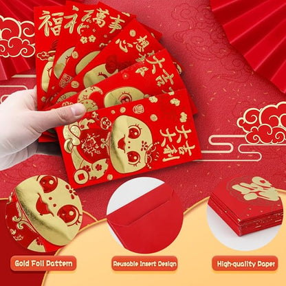 Red Envelope Snake 2025, 72 Pcs Cute Red Envelopes Chinese, Chinese New Year Red Envelopes, Lunar New Year Envelopes, Red Packets, Hong Bao, Lucky Money Envelopes for Wedding Birthday Spring Festival
