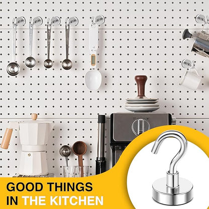 DIYMAG Neodymium 28 Pack Magnetic Hooks, Facilitate Hook for Cruise, Home, Kitchen, Workplace, Office and Garage