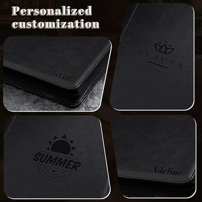 AZXCG Resume Portfolio,Zippered Padfolio Document Holder Business Folder Organizer, Faux Leather Matte Finish -Black (Customize)