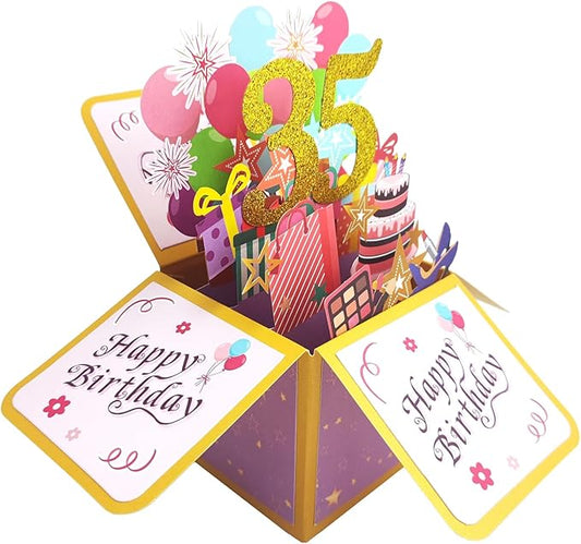 Asmallgf Sweet 35th Birthday Popup Card for Women Men, Funny 35 Year Old Bday Gifts for Husband Wife, Happy 35 Birthday 3D Greeting Card for Female Male, Best 35th Bday Gift Idea for Him Her