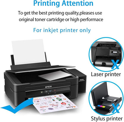 Printable Vinyl Sticker Paper for Inkjet Printer - 8.5 x 11 Inches 15 Sheets Translucent Premium Waterproof Sticker Paper - Dries Quickly and Holds Ink Beautifully