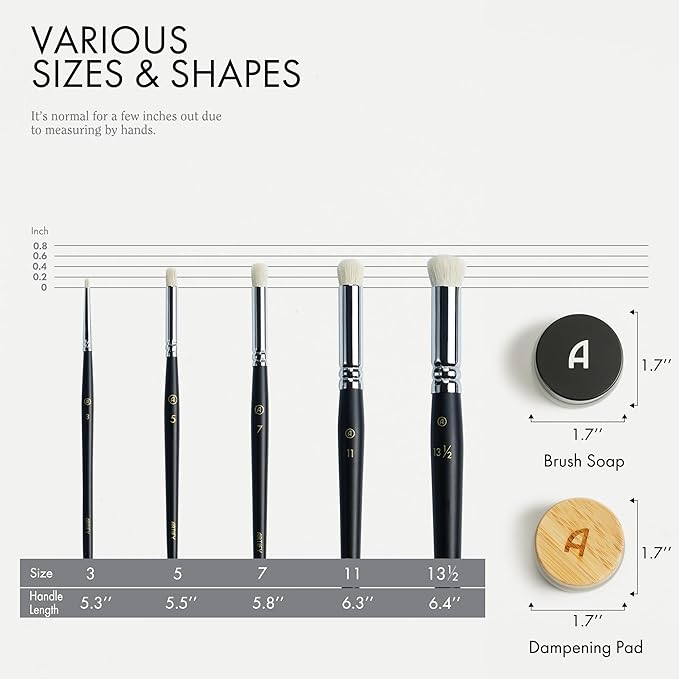ARTIFY Drybrush Set with Dampening Pad and Brush Soap: 5 Sizes Professional-Grade Dry Brush for Effortless Miniature & Model Painting - Hobby Paint Brushes for Tabletop & Wargames Miniatures
