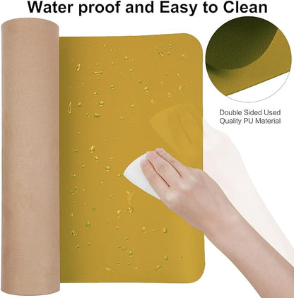 Boutilon Leather Desk Pad 35"x 17" Non-Slip Mouse Pad,Office Desk Mat,Waterprooft PU Leather Desk Blotter,Desk Pad Protector,Desk Writing Pad for Home Office Decor (L-Yellow,35"x 17")