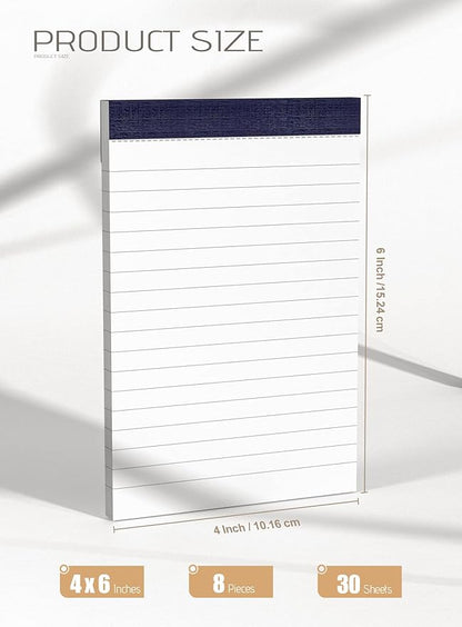 Notepads 4x6 Inch Grocery List Pads 8 Pack Shopping List Pad Small Note Pads for Office Supplies Lined Paper To Do List Notepad of Work Memo Pad for Checklist Organizer Writing Pads of Paper 30 Sheets