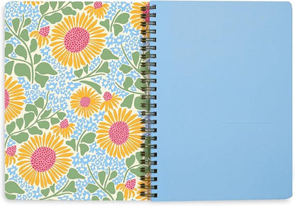 Steel Mill & Co Cute Mini Spiral Notebook, 8.25" x 6.25" Journal with Durable Hardcover and 160 Lined Pages (Sunflower)