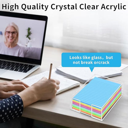 Acrylic Sticky Note Holder - 4 x 6 Inch Post It Note Holder, Crystal Clear Sticky Note Dispenser for Dorm Room Home and Office Acrylic Desk Organizer