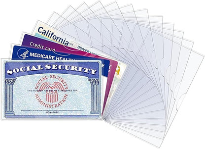 16 Pack Social Security Card Protector Sleeves, Ultra Clear & Durable 31Mil Waterproof SSN/New Medicare/Credit Card Holder, Soft ID/Debit/Credit Card Covers