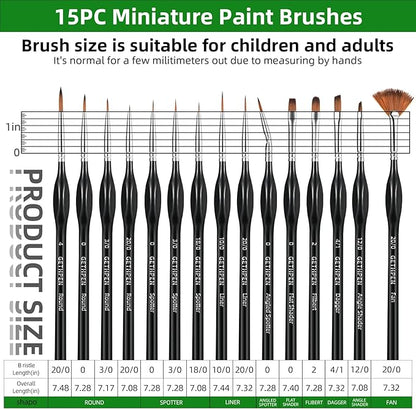 Detail Paint Brushes Set,15pcs Miniature Paint Brushes for Fine Detailing, Art Painting, Micro Detail Paint Brush for Acrylics,Oils, Watercolors,Paint by Number,Models,Face, Nail,Craft,Figurine,40k
