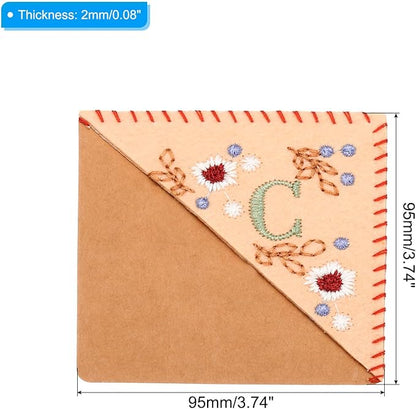 PATIKIL Personalized Embroidered Corner Bookmark, Cute Flower Felt Stitched Triangle Book Mark Page Marker for Women Men Book Lovers Teachers, Pink, Letter C