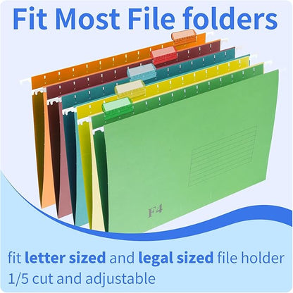 Hanging File Folder Tabs, 120 Pcs File Folder Tabs and 200 Pcs Inserts, File Tabs for Hanging Folders, Plastic Hanging Folder Tabs, Clear Hanging File Tabs for File Folders(Multicolor)
