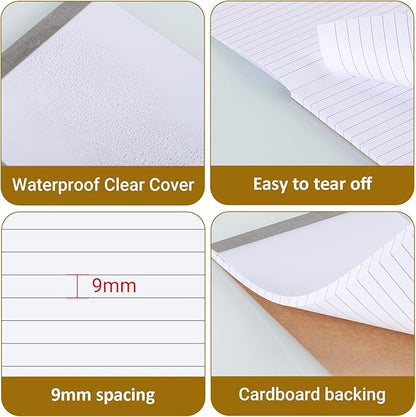12 Pack Waterproof Cover Memo Pads 5.5" x 8.5" Lined Note Pads Ruled Writing Pads, Memo Scratch Pad (51 Sheets Each)
