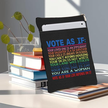 Book Themed Gifts Waterproof Book Sleeve Book Pouch LGBT Equality Rights Reading Gifts for Women Sister Book Covers for Paperbacks Book Accessories Book Protector with Zipper and Front Pocket
