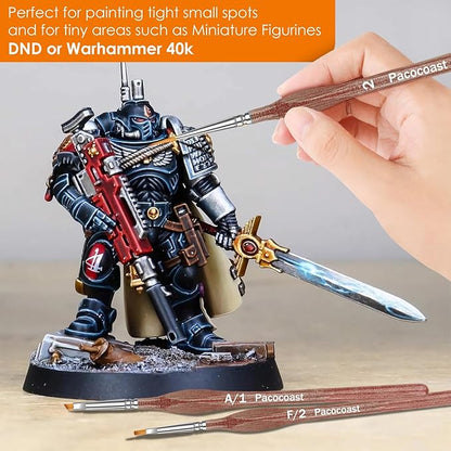 12PC Miniature Brushes, Pacocoast Detail Paint Brushes Set for Fine Detailing & Art Painting, Small Tiny Paint Brush Perfect for Acrylic, Paint by Number, Figurine, Craft, Models (Silver, Brown)